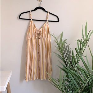 Striped Strappy Tie Front Cutout Dress